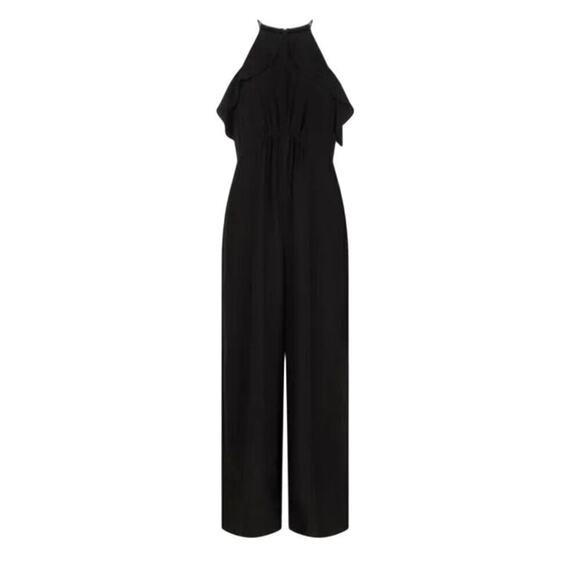 Zimmerman Black Sleeveless Ruffle-Frill Wide Leg Jumpsuit 100% Silk Size 1 (6) - Picture 2 of 11